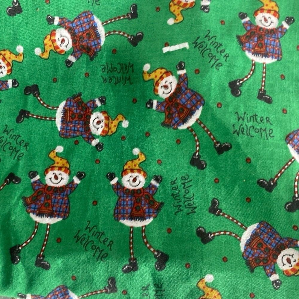 Vintage Christmas Village Table Runner Tassels “Welcome Winter” Snowmen 13”x60”‎